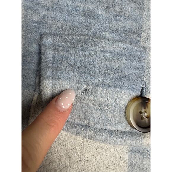 Madewell Boiled Wool Half Zip Popover Sweater Buffalo Check Heather Cream Sz.L - Picture 8 of 12